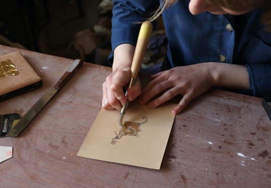Sarah Davis Hand At Work creating an illuminated letter