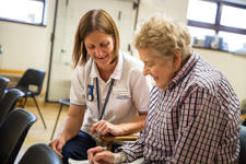 Elderly patient with healthcare worker