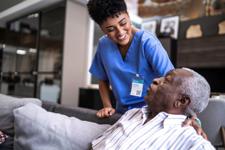 Healthcare worker with patient