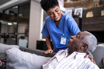 Healthcare worker with patient